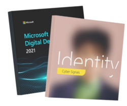 The cover of two digital reports, Microsoft Digital Defense Report and Cyber Signals Threat Intelligence Brief