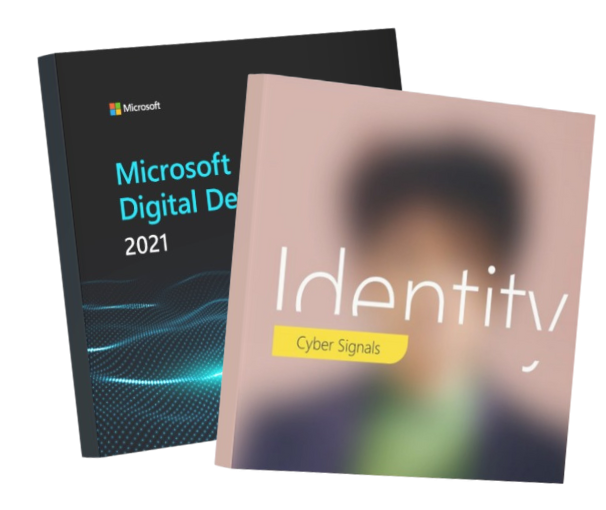 The cover of two digital reports, Microsoft Digital Defense Report and Cyber Signals Threat Intelligence Brief